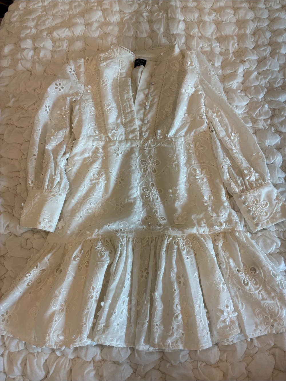 Bardot White Eyelet Floral Cotton Dress